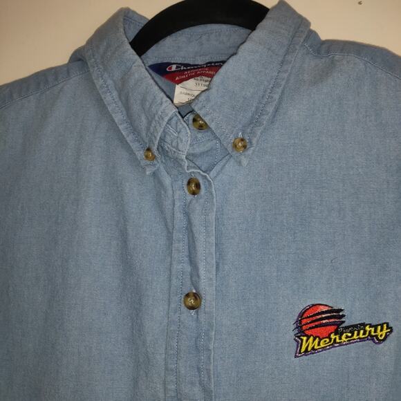 Vintage Champion Phoenix Mercury WNBA Denim Shirt XL Sleeveless Chambray Macau - Picture 2 of 16